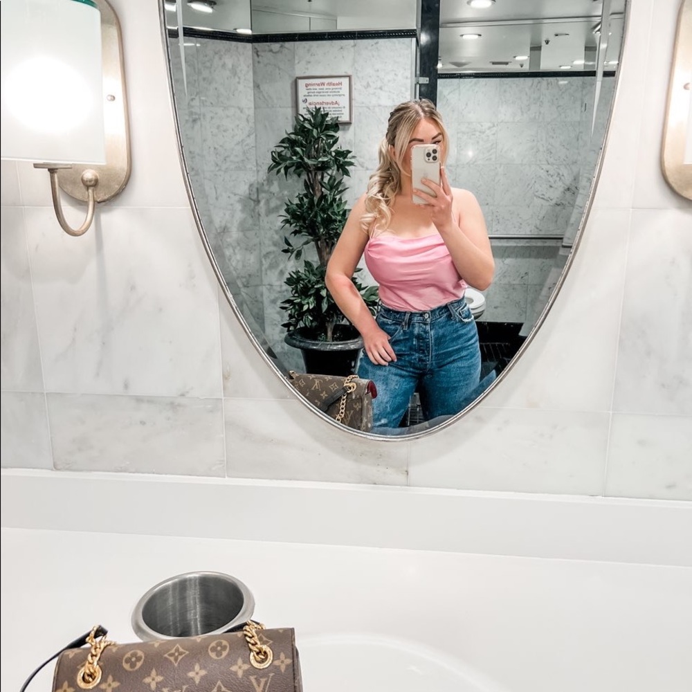 Pink satin top